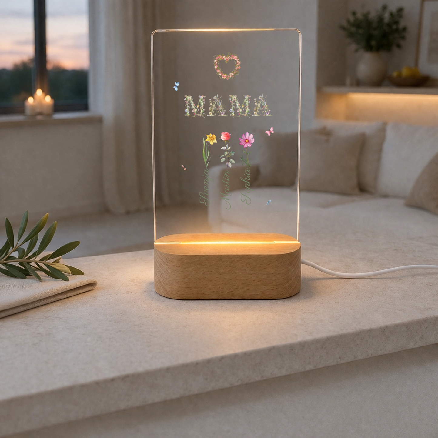 Nachtlicht "Mama & Schmetterlinge" Personalisiert