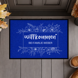 Personalisierte Wildblumen Fußmatte – Willkommen Matte mit Familienname & Gummirand