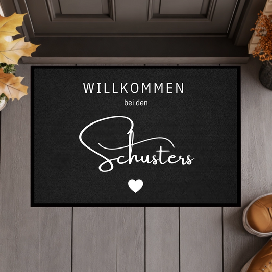 Personalisierte Willkommen-Fußmatte mit Familiennamen – Moderne individuelle Eingangsmatte, Geschenk zum Einzug