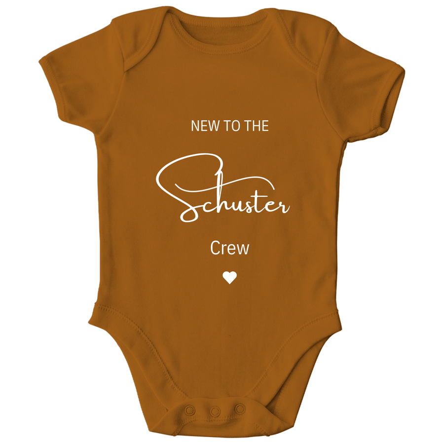 Personalisierter Baby Body New to the Crew mit Namen Baby Strampler Geschenk