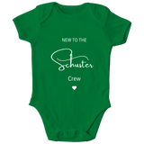 Personalisierter Baby Body New to the Crew mit Namen Baby Strampler Geschenk