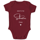 Personalisierter Baby Body New to the Crew mit Namen Baby Strampler Geschenk