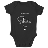 Personalisierter Baby Body New to the Crew mit Namen Baby Strampler Geschenk
