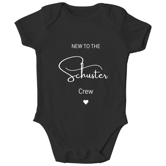 Personalisierter Baby Body New to the Crew mit Namen Baby Strampler Geschenk