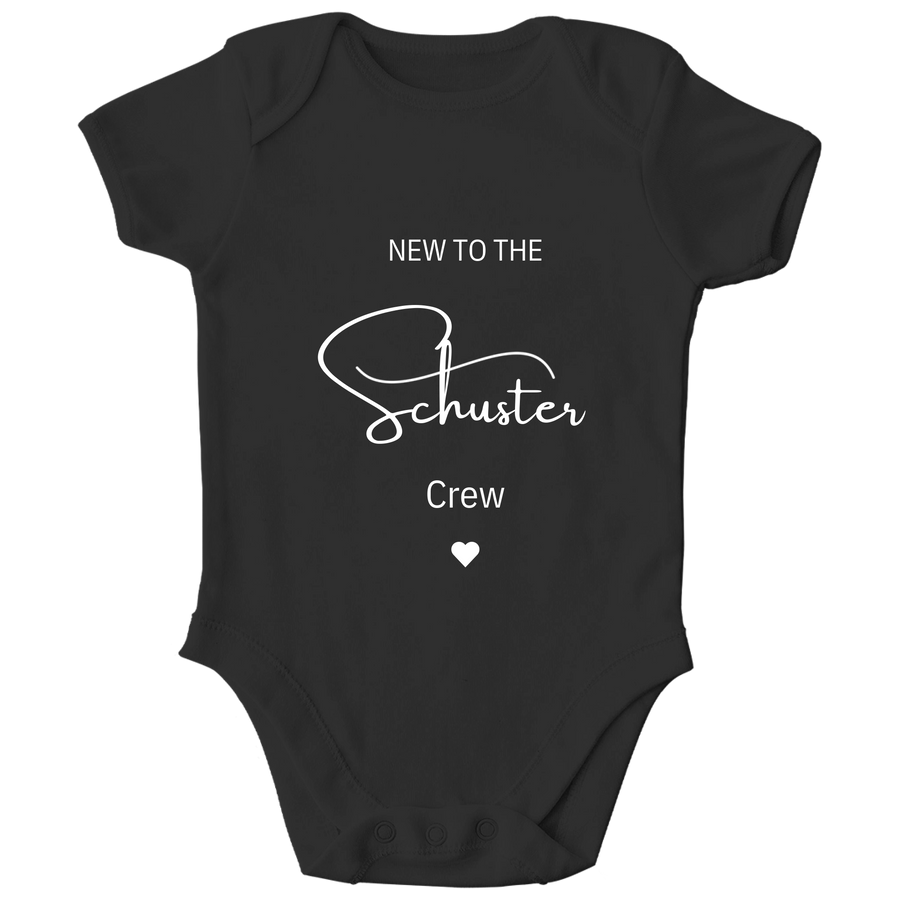 Personalisierter Baby Body New to the Crew mit Namen Baby Strampler Geschenk