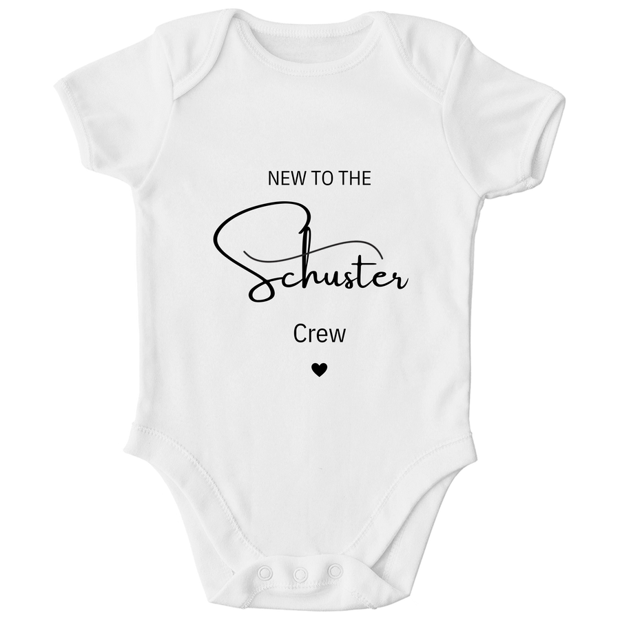 Personalisierter Baby Body New to the Crew mit Namen Baby Strampler Geschenk