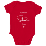 Personalisierter Baby Body New to the Crew mit Namen Baby Strampler Geschenk