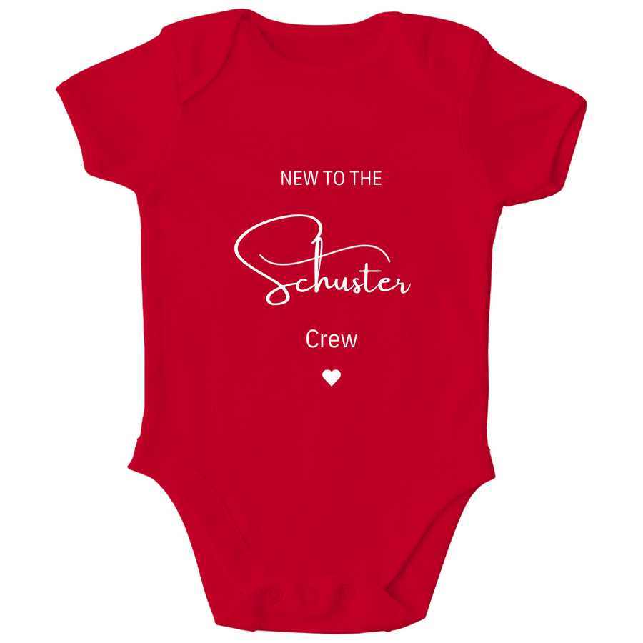 Personalisierter Baby Body New to the Crew mit Namen Baby Strampler Geschenk