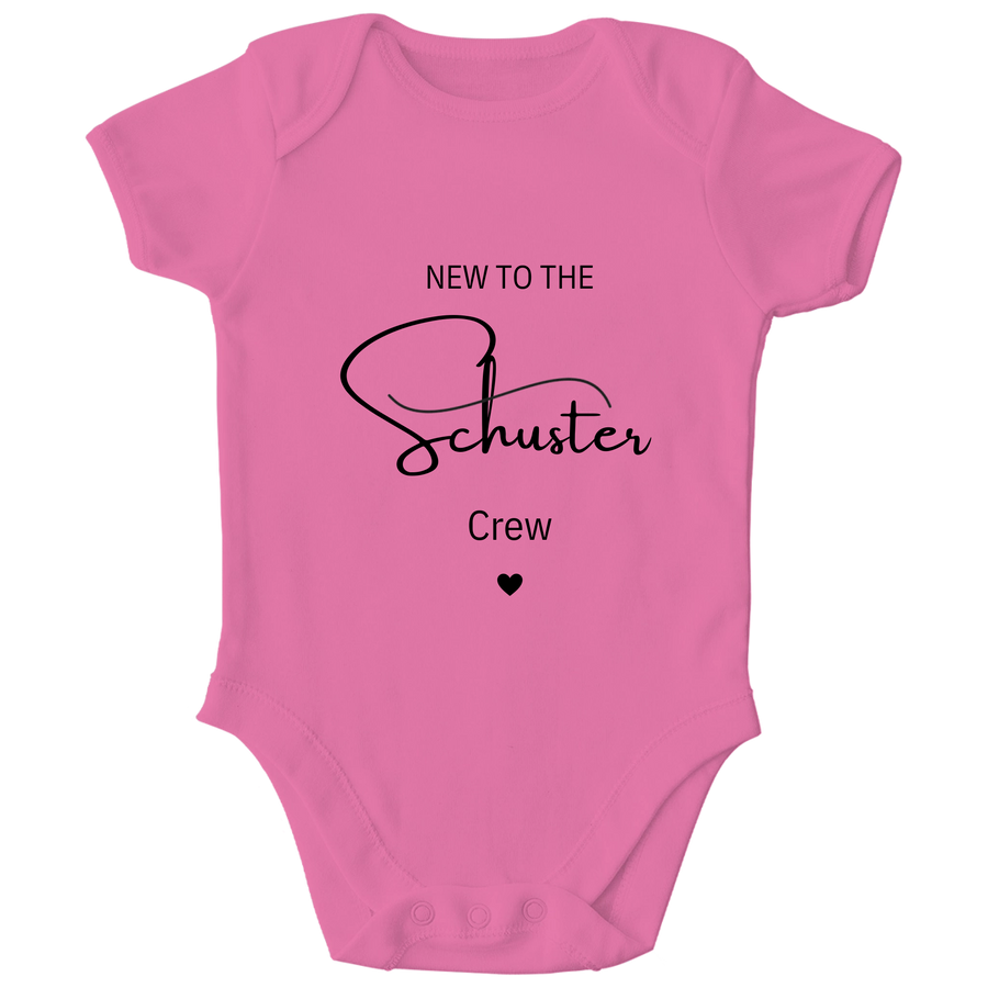 Personalisierter Baby Body New to the Crew mit Namen Baby Strampler Geschenk