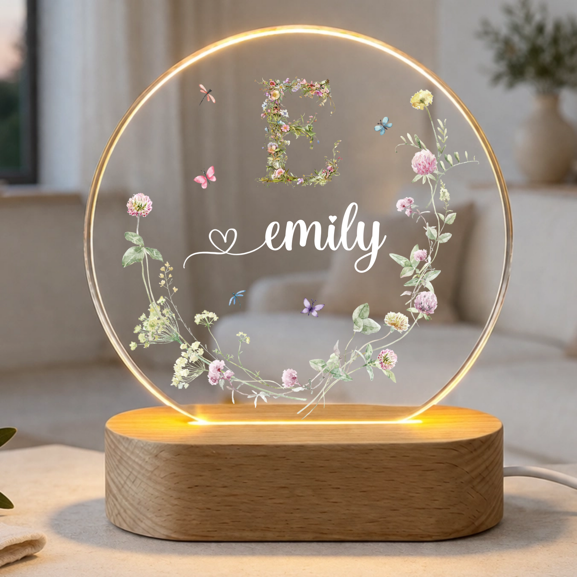 Nachtlicht „Blumenranke Monogramm" personalisiert – Ansicht 2