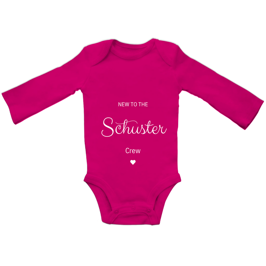Personalisierter Baby-Body „New to the Crew“ – Neugeborenen-Strampler mit individuellem Namen, Geschenk zur Babyparty & Geburtsankündigung