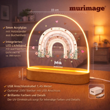 Personalisiertes Nachtlicht mit Regenbogen – LED Acryl Lampe mit Name & Geburtsdatum – Geschenk zur Geburt oder Taufe