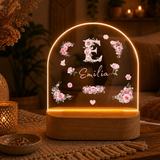 Personalisierte Rosen-Monogramm LED Nachtlampe mit Namen | Individuelle Acryl Lampe als Geschenk für Mädchen, Schwestern, beste F