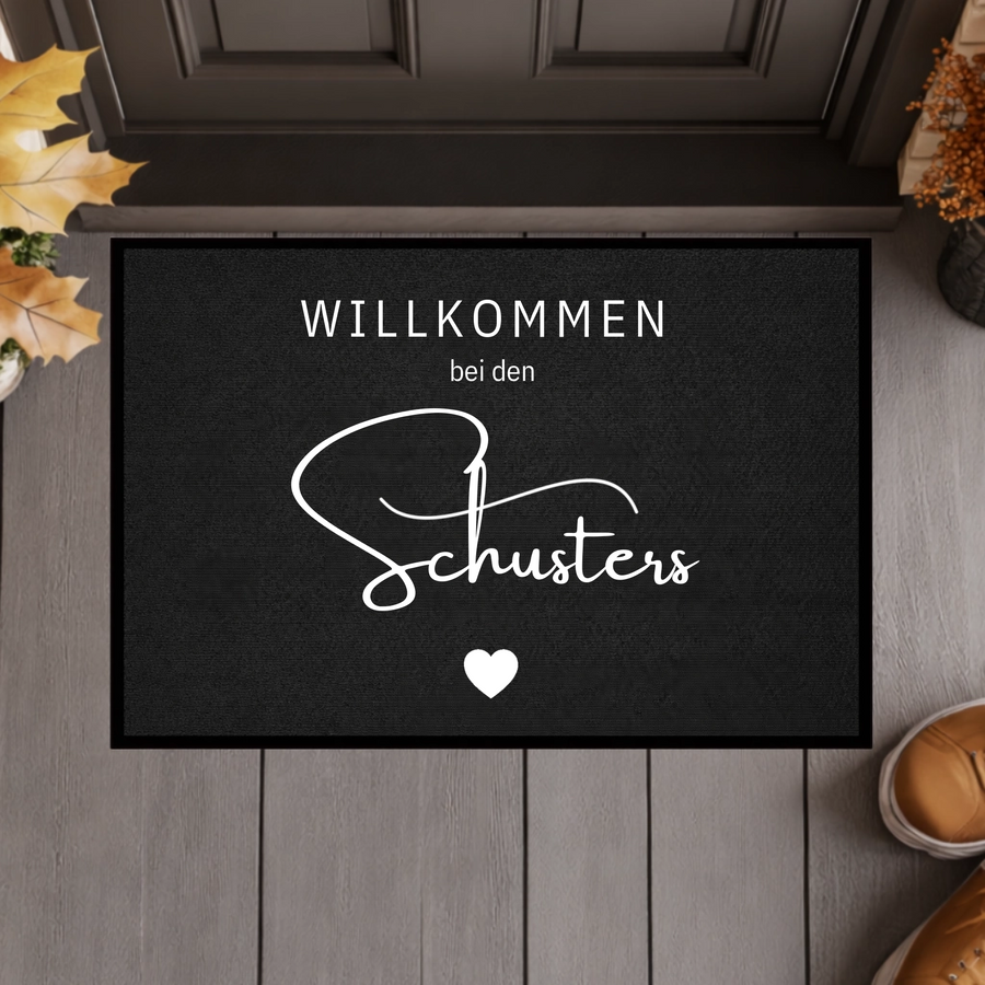Personalisierte Willkommen-Fußmatte mit Familiennamen – Moderne individuelle Eingangsmatte, Geschenk zum Einzug