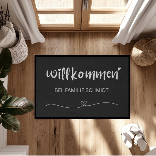 Personalisierte Willkommen-Fußmatte mit Familiennamen – Individuelle Eingangsmatte