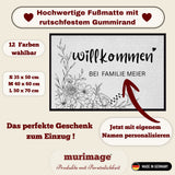 Personalisierte Blumen Willkommen Fußmatte mit Familiennamen – Individuelle Eingangsmatte, Geschenk zum Einzug