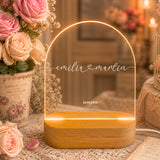 Personalisiertes Herz Nachtlicht mit Namen & Datum – Romantische LED Acryl Lampe für Paare & Hochzeitsgeschenk
