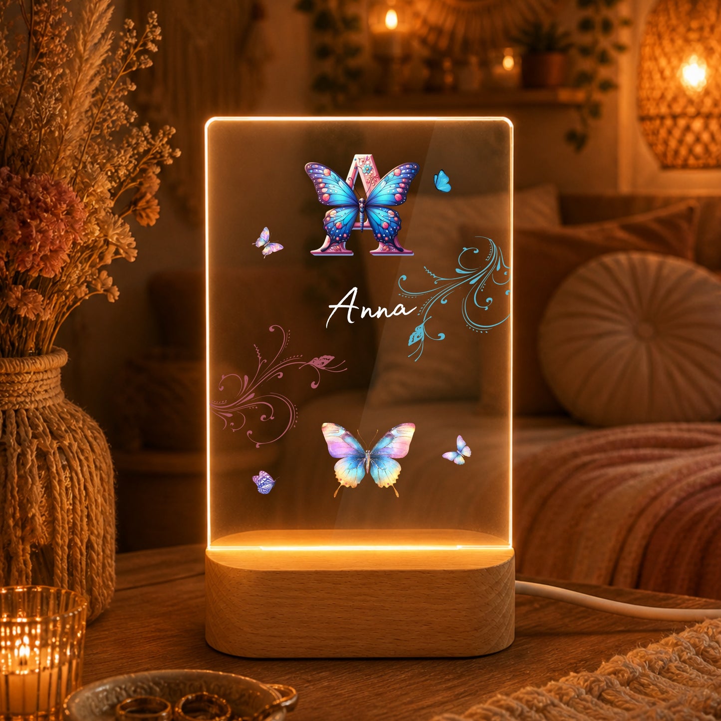Nachtlicht Schmetterling Ornament Monogramm_