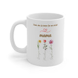 Personalisierte Mama Tasse mit Kindernamen & Blumen | Keramiktasse mit liebevoller Botschaft